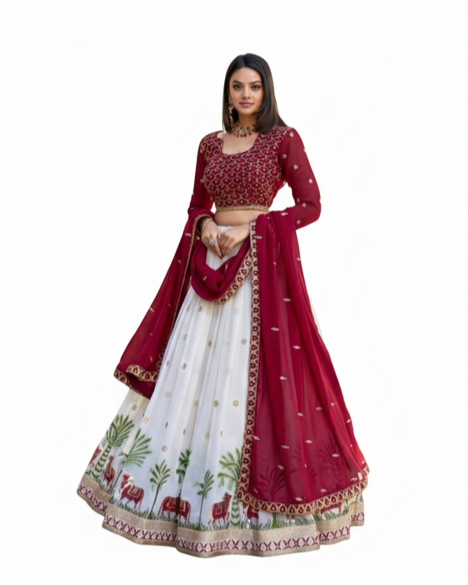 Ivory Royale Elephant Lehenga Choli – Bridal & Festive Wear