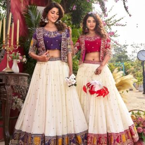 Royal DualTone Heritage Lehenga Choli with Designer Koti (Rani/Purple)