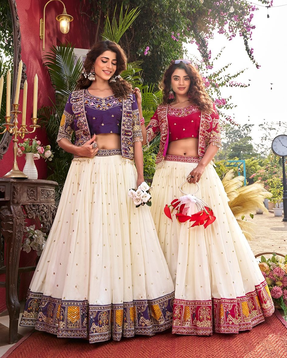 Royal DualTone Heritage Lehenga Choli with Designer Koti (Rani/Purple)